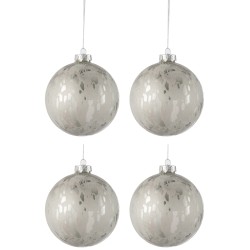 Boite de 4 boules de Noël en verre argent 10x10x10 cm