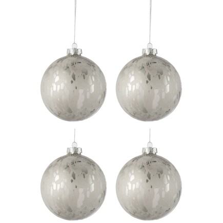 Boite de 4 boules de Noël en verre argent 10x10x10 cm