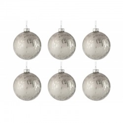 Boite de 6 boules de Noël en verre argent 8x8x8 cm