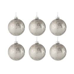 Boite de 6 boules de Noël en verre argent 8x8x8 cm