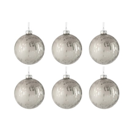Boite de 6 boules de Noël en verre argent 8x8x8 cm