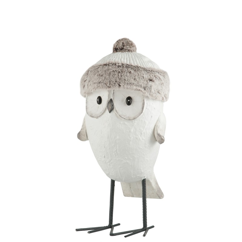 Hibou en résine blanc 21x20x52 cm Hibou en résine blanc 21x20x52 cm