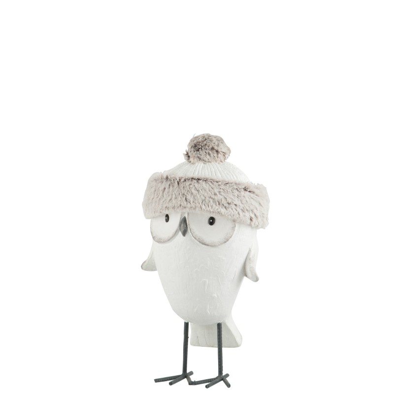 Hibou en résine blanc 20x14x40 cm Hibou en résine blanc 20x14x40 cm