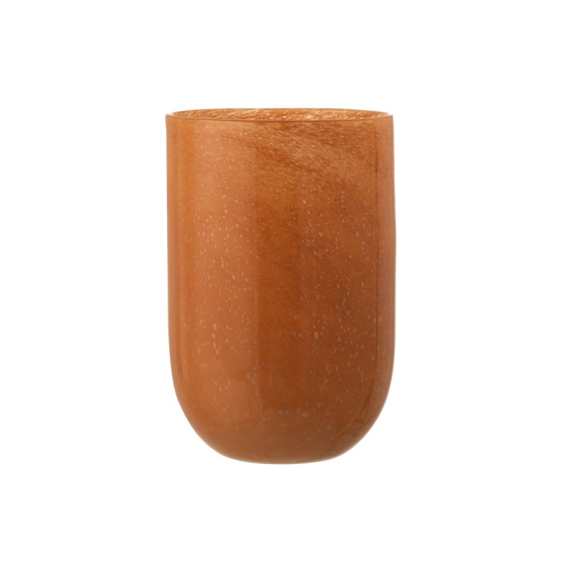 Vase cylindrique en verre orange H36 cm