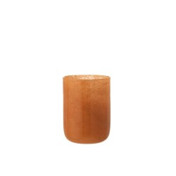 Vase cylindrique en verre orange H23 cm