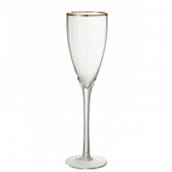 Verre à champagne avec bord doré en verre transparent 6x6x25cm