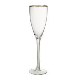 Verre à champagne avec bord doré en verre transparent 6x6x25cm