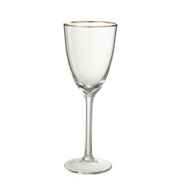 Verre à vin à bord fin doré en verre transparent H23cm