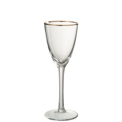 Vaso de vino con borde fino dorado de vidrio transparente H22cm