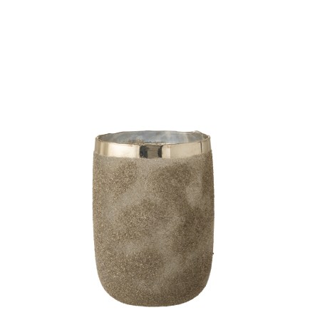 Portavelas de vidrio plateado 19.5x19.5x25.5 cm