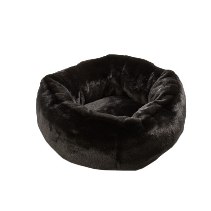 Panier chat rond en fourrure noir 55cm