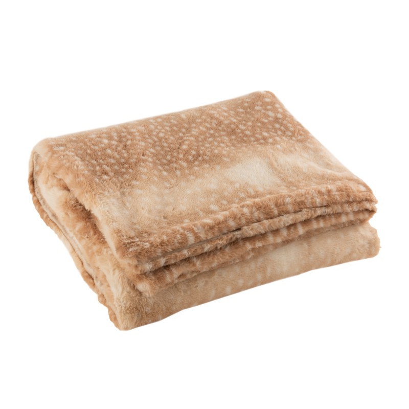 Plaid imitation faon en polyester marron beige 175x130cm Plaid imitation faon en polyester marron beige 175x130cm