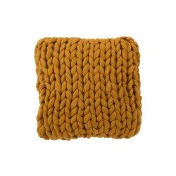 Cuscino quadrato lavorato a maglia in acrilico ocra 40x40cm