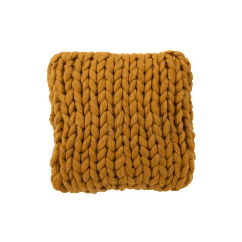 Cuscino quadrato lavorato a maglia in acrilico ocra 40x40cm Cuscino quadrato lavorato a maglia in acrilico ocra 40x40cm