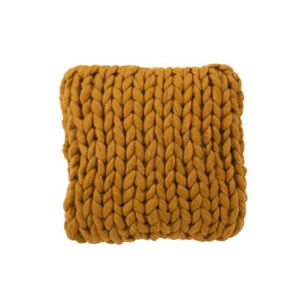 Cuscino quadrato lavorato a maglia in acrilico ocra 40x40cm