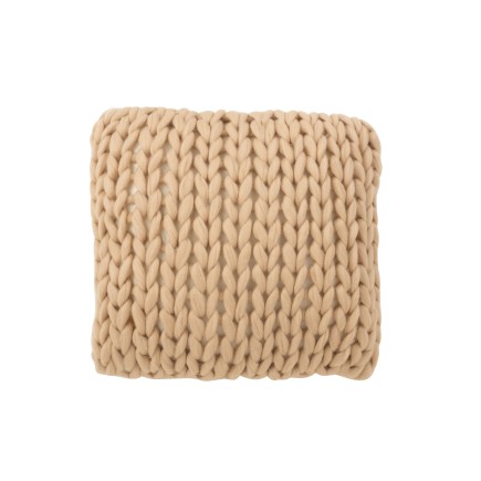 Cuscino quadrato lavorato a maglia in acrilico crema 45x45cm