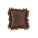 Coussin carré avec bords plumes en polyester marron 45x45cm