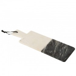 Planche à découper rectangulaire en marbre blanc et noir L48cm