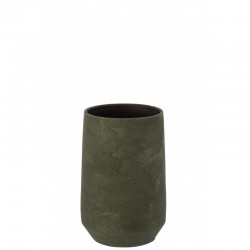 Maceta de cerámica rugosa en color verde caqui de 25x20 cm