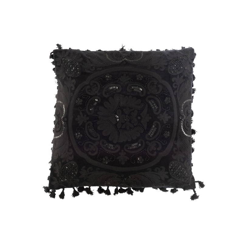 Cuscino quadrato in stile marocchino in cotone nero 45x45cm Cuscino quadrato in stile marocchino in cotone nero 45x45cm