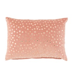 Coussin rectangulaire avec miroirs ronds en coton rose 60x40cm