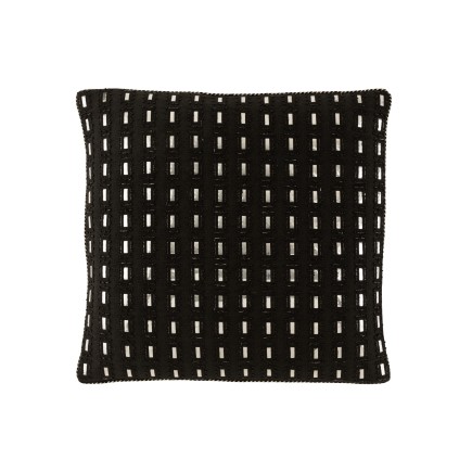 Cojín cuadrado con espejos rectangulares de algodón negro de 45x45cm