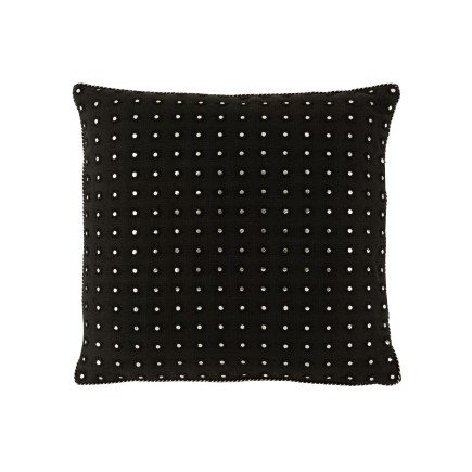 Cojín cuadrado con espejos redondos de algodón negro de 45x45cm
