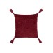 Coussin carré avec motifs et floches en coton rouge foncé 45x45cm Coussin carré avec motifs et floches en coton rouge foncé 45x45cm