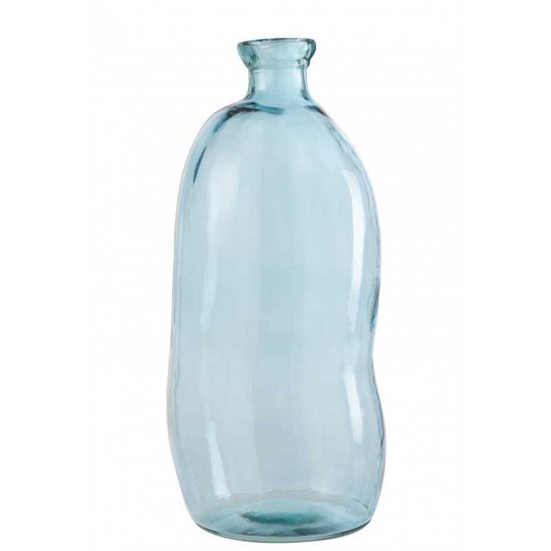 Vase dame jeanne en verre bleu 33x33x72 cm