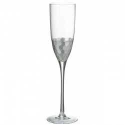 Flute à champagne avec fond en argent en verre H26cm