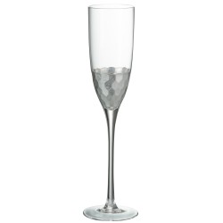 Flute à champagne avec fond en argent en verre H26cm