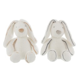 Lot de 2 peluches lapin blanc 47x40x14 cm