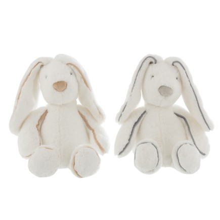 Lot de 2 peluches lapin blanc 47x40x14 cm