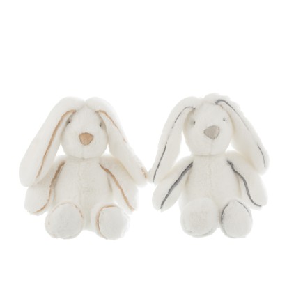 Lot de 2 peluches lapin blanc 25x22x20 cm