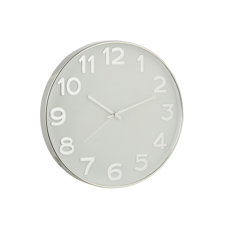 Horloge murale chiffres arabes blanc et argenté 39 cm