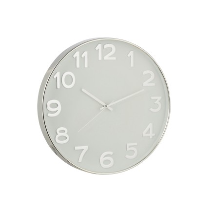 Horloge murale chiffres arabes blanc et argenté 39 cm
