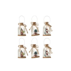 Set de 6bouteilles suspendues en verre transparent 6x6x11 cm