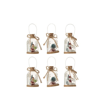 Conjunto de 6 botellas colgantes de vidrio transparente de 6x6x11 cm