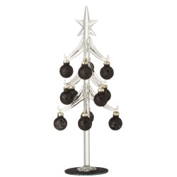 Sapin de Noël décoratif avec boules en verre noir H30cm