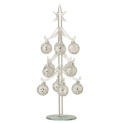 Sapin de Noël décoratif avec boules en verre argenté H30cm