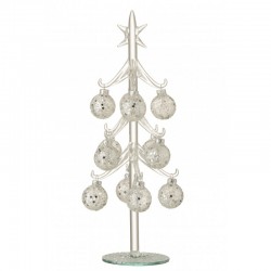 Árbol de Navidad decorativo con bolas de vidrio plateado H30cm