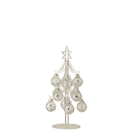 Árbol de Navidad decorativo con bolas de vidrio plateado H21cm