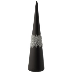 Cono con línea de diamante en vidrio negro H42cm