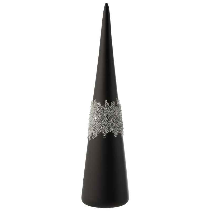 Cono con línea de diamante en vidrio negro H42cm