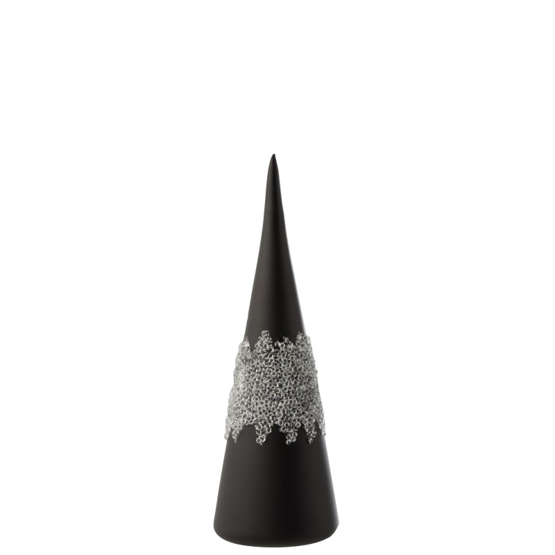 Cono con línea de diamante en vidrio negro H28cm