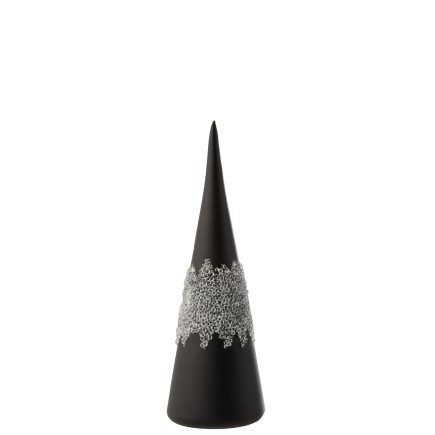 Cono con línea de diamante en vidrio negro H28cm