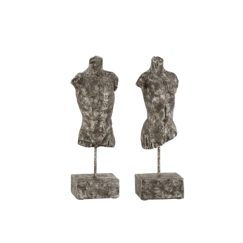 Lot de 2 figurines buste sur pied en résine gris 31x9x8 cm Lot de 2 figurines buste sur pied en résine gris 31x9x8 cm