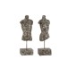 Lote de 2 figuras de busto en pie de resina gris de 31x9x8 cm