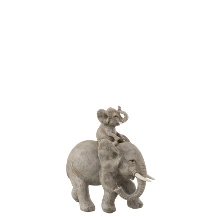 ELEPHANT SUR DOS RESINE GRIS