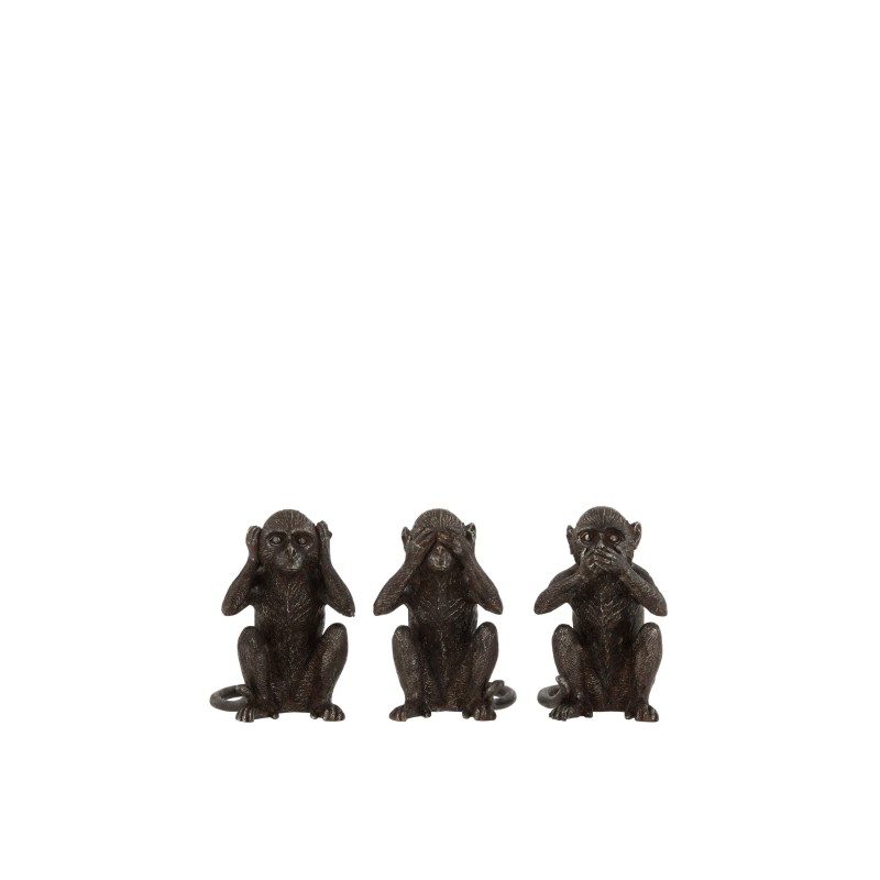 Figurine singe de la sagesse en résine marron 16x11x10cm